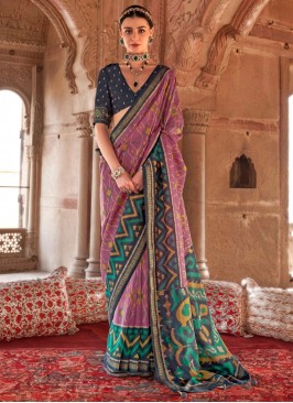 Engrossing Georgette Mauve  Trendy Saree