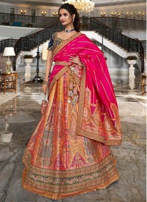 Enthralling Banarasi Silk Multi Colour Thread Lehenga Choli