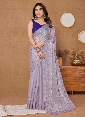 Enthralling Sequins Silk Classic Saree