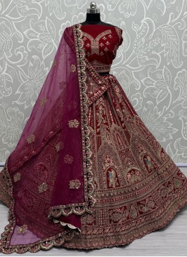 Enthralling Thread Velvet Designer Lehenga Choli