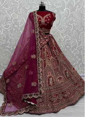 Enthralling Thread Velvet Designer Lehenga Choli