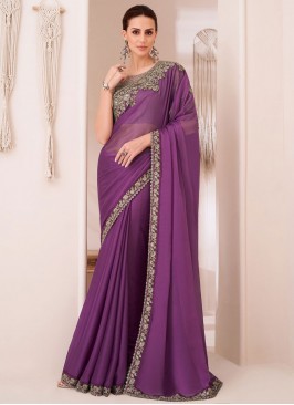 Enticing Purple Trendy Saree