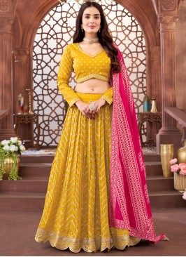 Enticing Yellow Thread Readymade Lehenga Choli