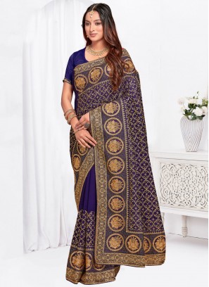 Entrancing Navy Blue Engagement Trendy Saree