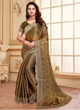 Ethnic Embroidered Jimmy Chu Brown Designer Saree