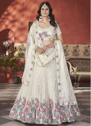 Ethnic Off White Thread A Line Lehenga Choli