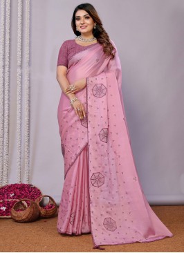 Ethnic Stone Pink Designer Saree