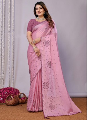 Ethnic Stone Pink Designer Saree