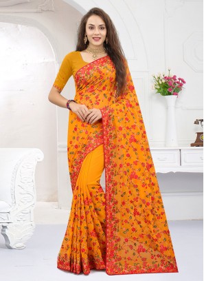 Exceeding Georgette Embroidered Classic Saree