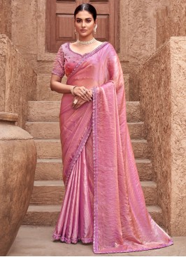 Excellent Embroidered Satin Silk Contemporary Sare