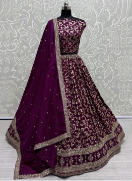 Exceptional Viscose Embroidered Purple Designer Lehenga Choli