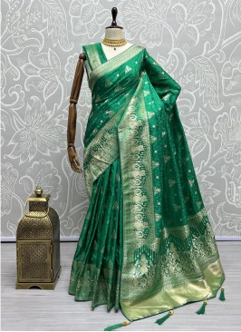 Exciting Green Weaving Trendy Saree
