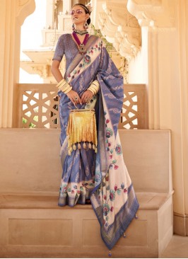 Exotic Blue Silk Classic Saree