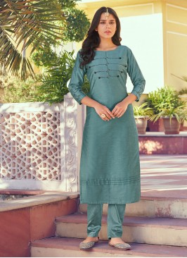 Exotic Embroidered Silk Blue Casual Kurti