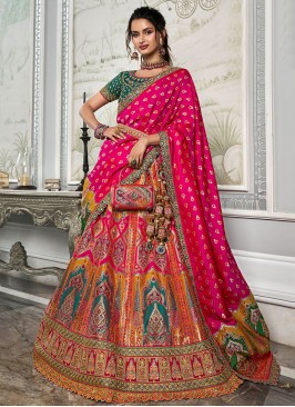 Exotic Multi Colour Banarasi Silk Trendy Lehenga Choli