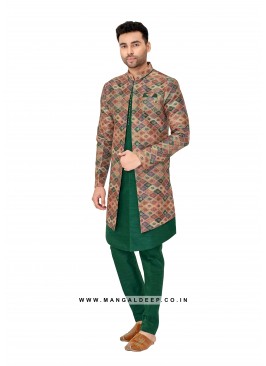 Exquisite Men's Art Silk Nehru Jacket Set with Dig