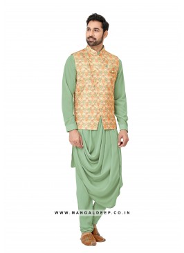 Exquisite Men's Art Silk Nehru Jacket Set with Digital Print
