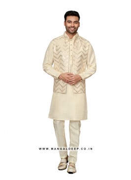 Exquisite Men's Art Silk Nehru Jacket Set with Emb