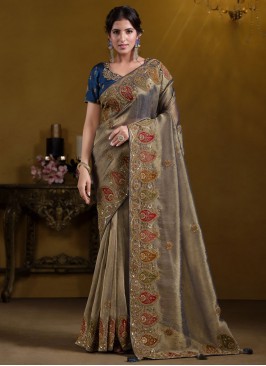 Extraordinary Embroidered Wedding Contemporary Saree