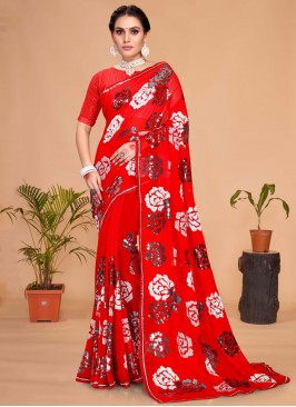 Extraordinary Georgette Red Classic Saree