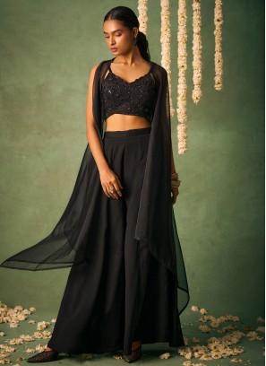 Extraordinary Thread Chinon Black Trendy Salwar Kameez