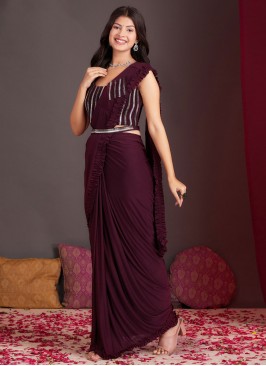 Exuberant Lycra Plain Designer Saree