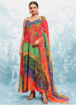 Exuberant Printed Multi Colour Gown 
