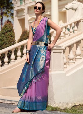 Eye-Catchy Purple Designer Saree