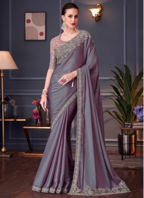 Fab Sequins Lavender Traditional Saree