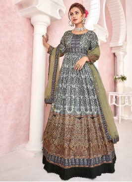 Fabulous Black Embroidered Festive Wear Gown WIth 