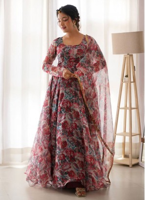 Fabulous Digital Print Floor Length Gown