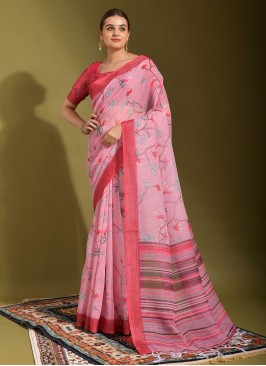 Fabulous Pink Trendy Saree