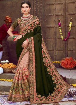 Fancy Fabric Designer Saree in Green