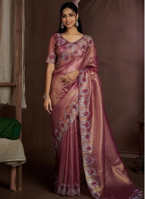 Fancy Fabric Sequins Purple and Wine Traditional Saree