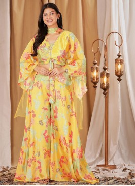 Fancy Fabric Yellow Printed Readymade Designer Salwar Suit