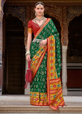 Fancy Silk Designer Saree in Green