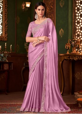 Fantastic Magenta and Pink Chiffon Classic Saree