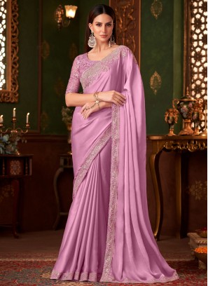 Fantastic Magenta and Pink Chiffon Classic Saree