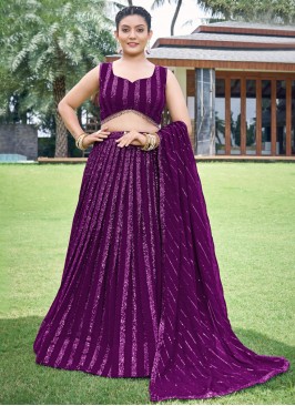 Faux Georgette Readymade Lehenga Choli in Purple