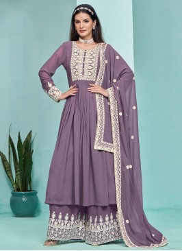 Faux Georgette Salwar Kameez in Purple