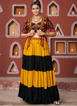 Festal Black and Mustard Readymade Lehenga Choli