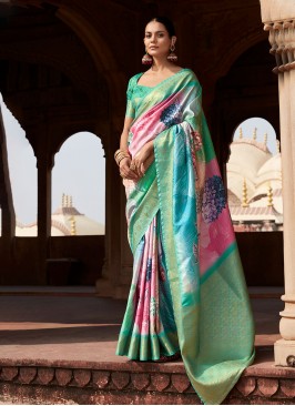 Festal Handloom silk Woven Multi Colour Trendy Sar