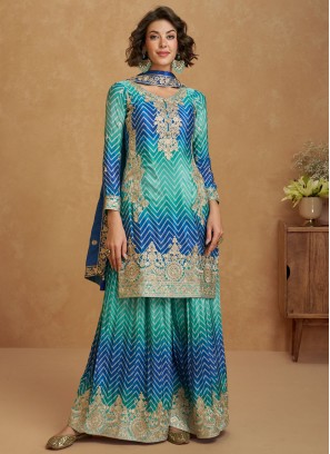 Festal Stripe Print Readymade Salwar Kameez