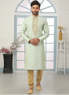 Festive Function Wear Green Color Embroidered Kurt