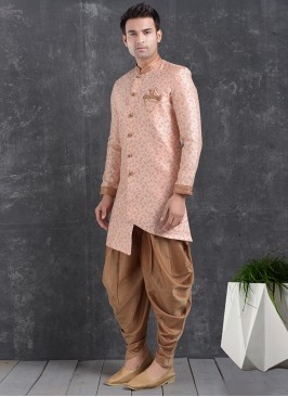 Festive Function Wear Pink Color Indo Western Kurt