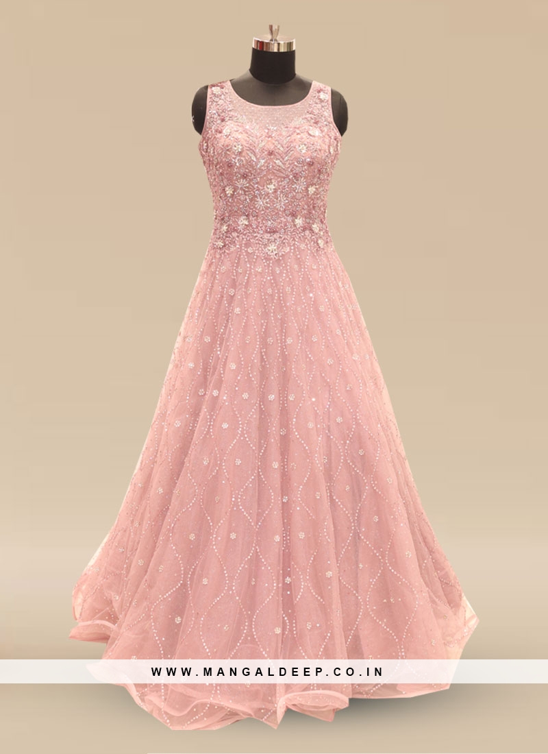 pink net gown dress