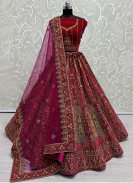 Fetching Velvet Embroidered Designer Lehenga Choli