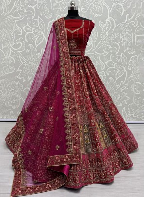 Fetching Velvet Embroidered Designer Lehenga Choli