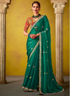 Fine Green and Teal Ceremonial Classic Saree