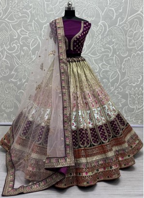 Fine Multi Colour Sequins Silk Lehenga Choli
